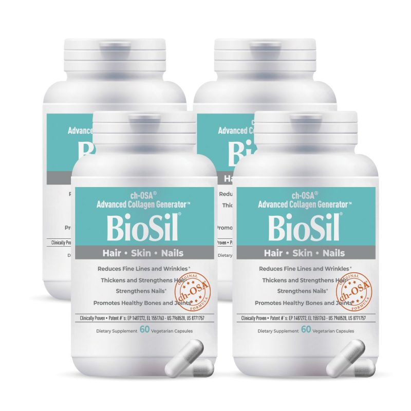 BioSil – Único Generador Avanzado de Colágeno con ch-OSA 60 cápsulas | Pack x 4